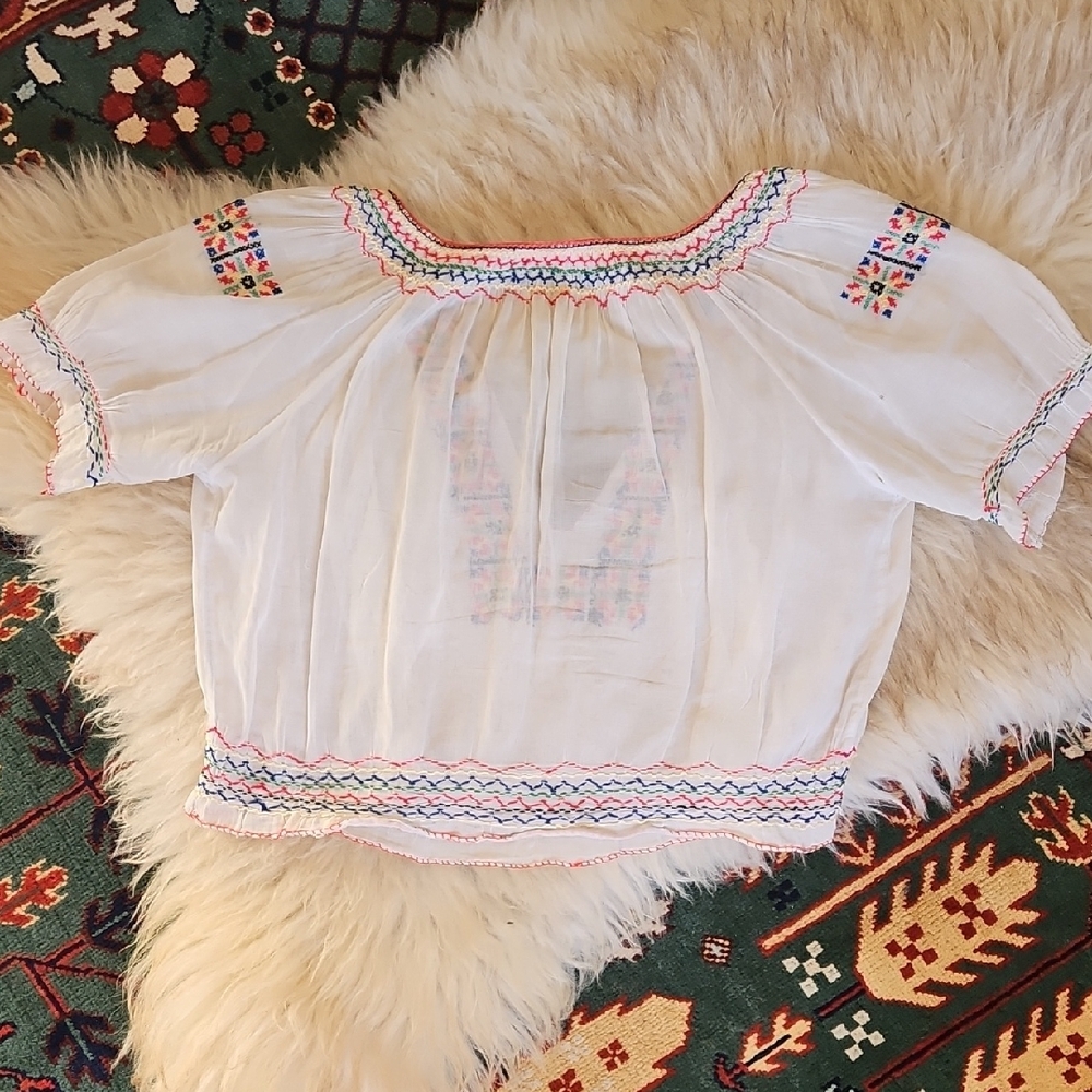 Vintage Hungarian Hand Embroidered Peasant Blouse - image 5